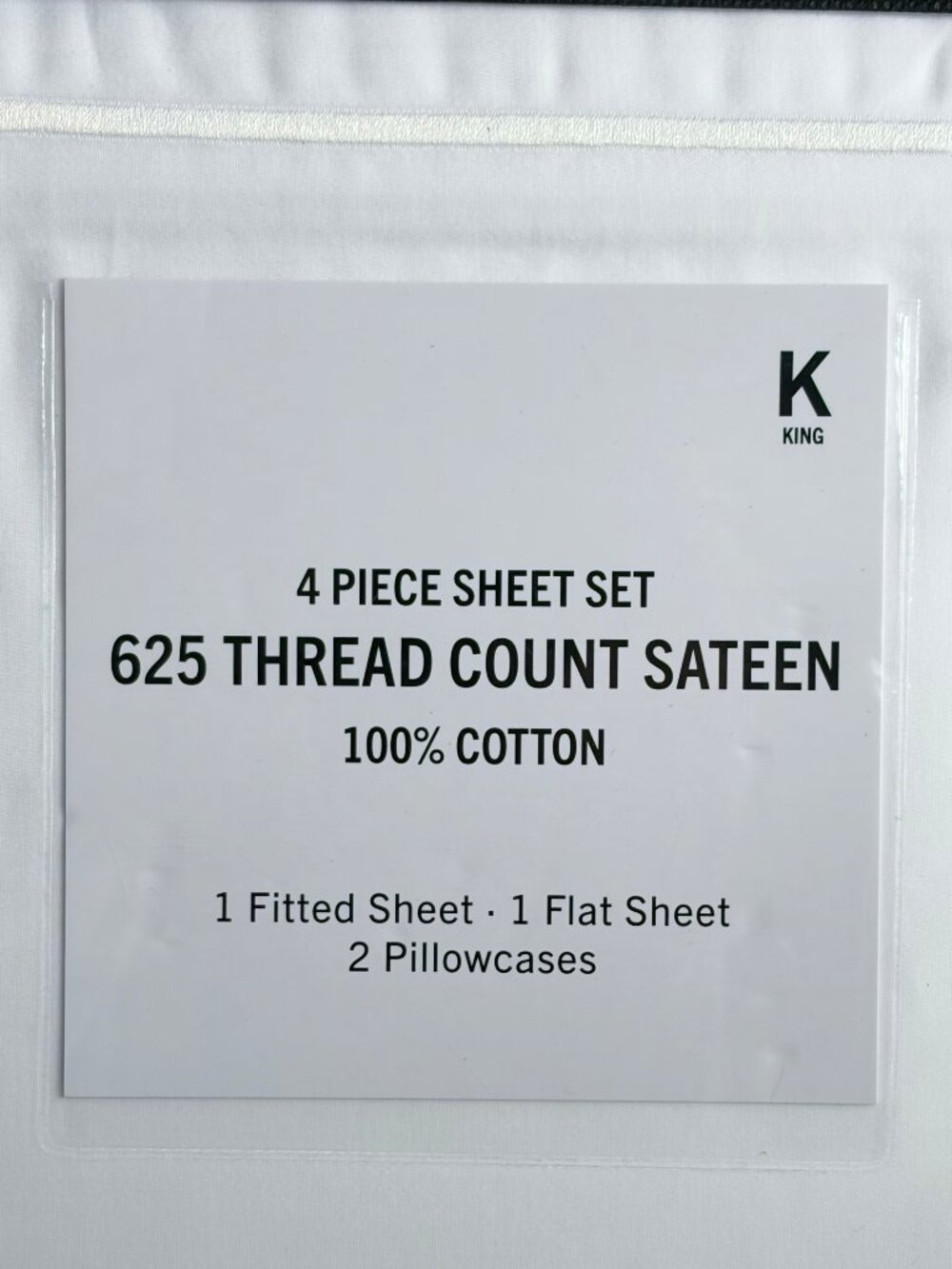 NEW Saks Fifth Avenue King Size 100% Cotton Sateen Sheet Set White 625 TC - Picture 4 of 5